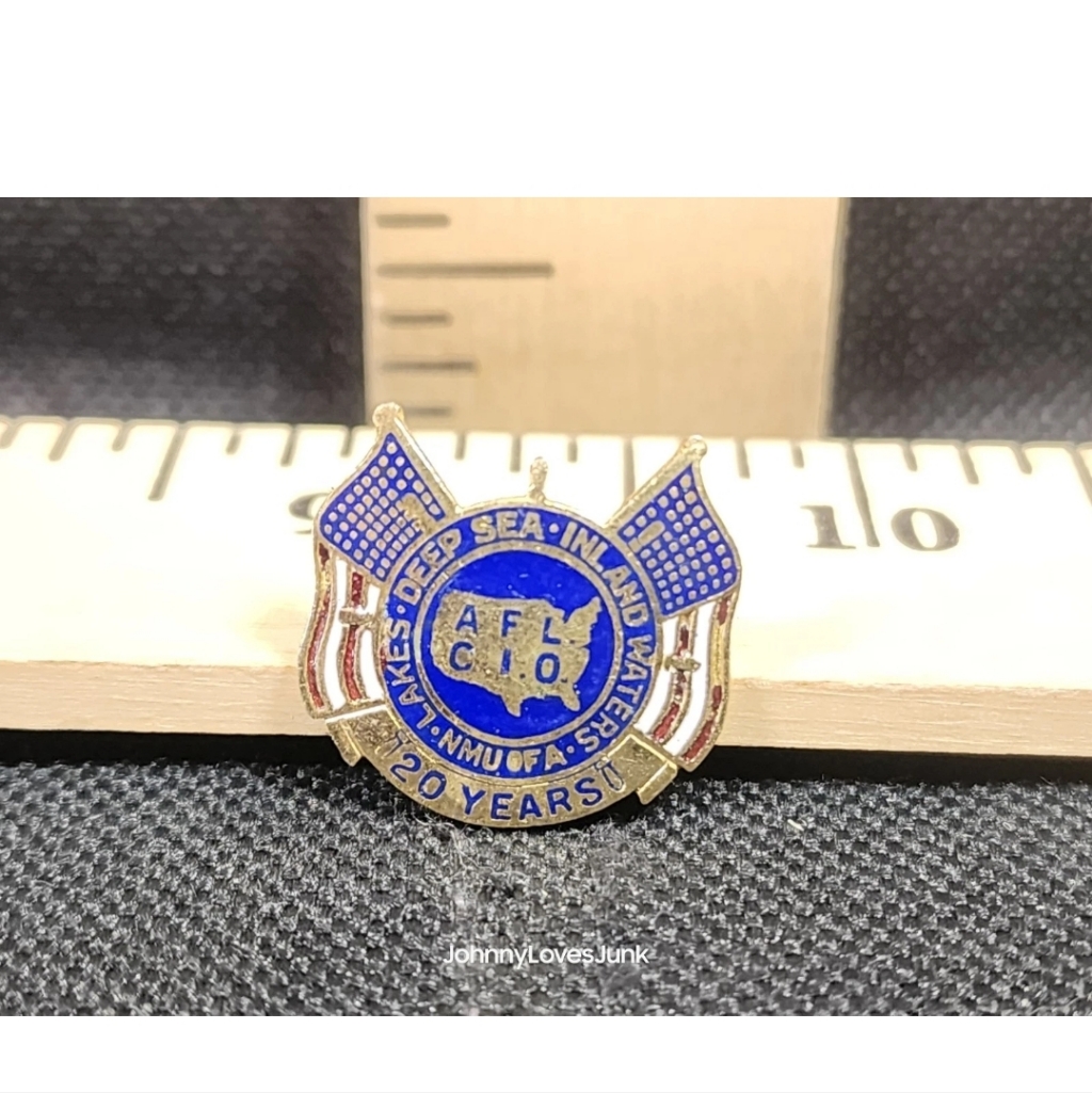 Merchant Marines National Maritime Union 20 Yr Service Member Award Pin AflCio